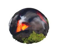 sttung Kilauea Bonnet de douche double couche avec imprimé volcan et bord élastique pour homme et femme