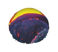 sttung Kilauea Bonnet de douche double couche imprimé volcan élégant avec bord élastique pour homme et femme