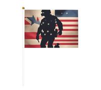 sttung Lot de 10 drapeaux à main avec impression de soldats militaires américains - Pour fête de rue, événements sportifs, pub, voiture