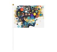 sttung Lot de 10 drapeaux à main avec intelligence artificielle, motif cerveau, agitant le drapeau, fête de rue, événements sportifs, pub, décorations de voiture