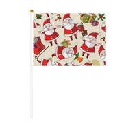 sttung Lot de 10 drapeaux de Noël avec imprimé Père Noël - Drapeaux à main agitant le drapeau de rue, fête, événements sportifs, pub, décorations de voiture