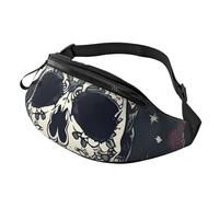 sttung Sac banane tout-en-un avec imprimé tête de mort et fleurs pour les amateurs de randonnée, de voyage et de course à pied, Noir , Taille unique