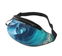 sttung Sac banane tout-en-un avec imprimé vagues de mer océan, pour les amateurs de randonnée, de voyage et de course à pied, Noir , Taille unique