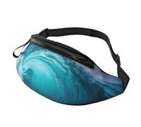 sttung Sac banane tout-en-un avec imprimé vagues océaniques pour les amateurs de randonnée, de voyage et de course à pied, Noir , Taille unique