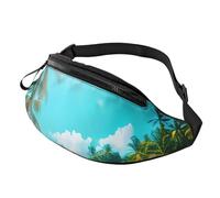 sttung Sac banane tout-en-un imprimé sur le thème de l'océan tropical pour les amateurs de randonnée, de voyage et de course à pied, Noir , Taille unique