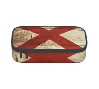 sttung Sac de rangement pour crayons à sourcils avec plusieurs compartiments pour voyage Motif drapeau de l'État de l'Alabama sur vieux grain de bois, Noir , Taille unique
