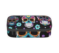 sttung Sugar Skull Print Sourcil Crayon Cosmétique Sac de Rangement avec Plusieurs Compartiments pour Voyage, Noir , Taille unique