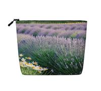 sttung Trousse de toilette de voyage en imitation lin avec fermeture éclair et imprimé lavande et marguerites, Noir , Taille unique