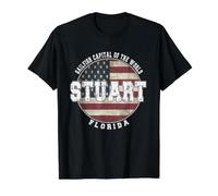 Stuart Floride, Drapeau américain Vintage T-Shirt Graphique avec Valeur, Homme, Noir, M
