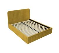 Stuart - lit coffre - 160x200 cm - sommier inclus - en velours - Jaune