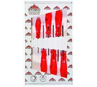 Stubai 178406 Tournevis, Rouge/argent, Set de 6 Pièces