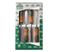 Stubai 357104 Ciseaux à bois façon suédois avec manche en liège, Vert/brun/argent, 13-24 mm, Set de 4 Pièces