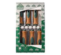 Stubai 357106 Ciseaux à bois façon suédois avec manche en liège, Vert/brun/argent, 6-26 mm, Set de 6 Pièces
