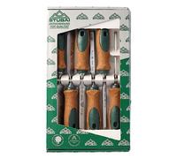 Stubai 357116 Ciseaux à bois avec manche en liège façon suédois, Vert/brun/argent, Set de 6 Pièces