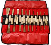 STUBAI Jeu de ciseaux de sculpteur professionnel avec manche en bois dans une trousse à roulettes 20 pièces