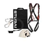 STUBAI Kit d'échafaudage EPI avec casque | harnais complet, longe ABSORB-Y 126 Pro, casque de protection industriel PETASUS et sac de transport pour une sécurité et un confort élevés pour les grimpeur