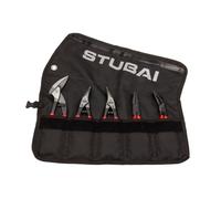 STUBAI Lot de 5 mini pinces - Sac à roulettes - Non isolées - Avec mini cisailles traversantes - Ciseaux à tôle droite et gauche - Pince pliante droite et courbée à 45° - Outil de pengueur