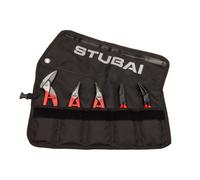 STUBAI Lot de 5 mini pinces - Sac à roulettes - Non isolées - Avec mini cisailles traversantes - Ciseaux à tôle droite et gauche - Pince pliante droite et courbée à 45° - Outil de pengueur