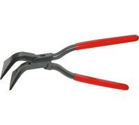STUBAI Pince à plier spéciale courbée à 45° avec articulation traversante de 60 mm, mâchoires et mors trempés, bords arrondis, revêtement plastique rouge, acier au carbone C45, fabriqué en Autriche