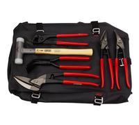 STUBAI - Sac à dos Spengler/plombier en 7 pièces avec cisaille traversante, cisaille à tôle, pince pliante, marteau de protection et sac de messenger pour travaux professionnels de toiture, de montage