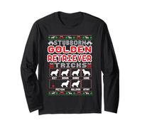 Stubborn Golden Retriever Tricks Dog Lover Ugly Christmas Manche Longue