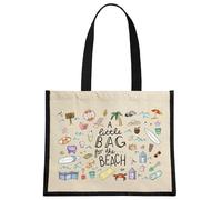 Stubbs Mugs A Little Bag For The Beach Sac en jute crème et noir