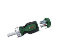Bosch Tournevis à cliquet compact – 6 embouts (PZ1/2, PH2, SL4, TX25, HEX5)