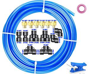 Stubotar Blue 10M Tuyau d'arrosage en Polyuréthane 12mm OD X 8MM ID PU Air Tubing avec 14 Kits de Connecteurs et Cutter Flexible et Résistant aux Intempéries