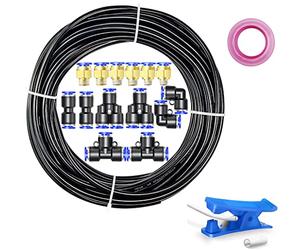 Stubotar Noir 10M Tuyau d'arrosage en Polyuréthane 8mm OD X 5MM ID PU Air Tubing avec 14 Kits de Connecteurs et Cutter Flexible et Résistant aux Intempéries