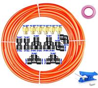 Stubotar Orange 100M Tuyau d'arrosage en Polyuréthane 10mm OD X 6,5MM ID PU Air Tubing avec 14 Kits de Connecteurs et Cutter Flexible et Résistant aux Intempéries