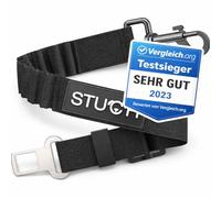 STUCH Ceinture de Sécurité Bungee Universelle pour Chien & Chat - Réglable et Compatible Toutes Races & Presque Tous Véhicules - Noir (One Size)