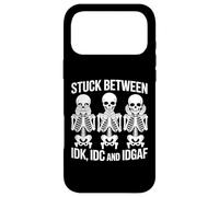 Stuck Between IDK IDC IDGAF Squelette Drôle Meme Coque pour iPhone 17 Pro Max