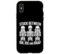 Stuck Between IDK IDC IDGAF Squelette Drôle Meme Coque pour iPhone X/XS