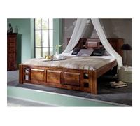 Stucture lit 140x200 - Bois massif d'acacia laqué (Nougat) - Style colonial - OXFORD #251