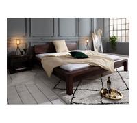 Stucture lit double 160x200cm - Bois d'acacia huilé (Taupe) - BUENO 032