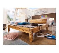 Stucture lit double 180x200cm - Bois de chêne sauvage huilé - Design rustique JANGALI 612