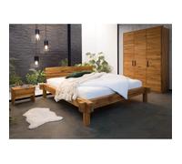 Stucture lit double 180x200cm - Bois de chêne sauvage huilé - Design rustique JANGALI 712