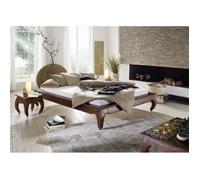 Stucture lit double 200x200cm - Bois massif d'acacia laqué - Inspiration Ethnique-Coloniale - OPIUM #265