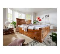 Stucture lit double 200x200cm - Bois massif d'acacia laqué (Miel) - OXFORD 0311