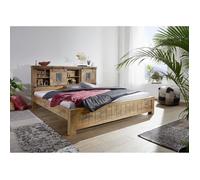 Stucture lit double 200x200cm - Bois massif de manguier laqué (Bois naturel) - RAILWAY 174