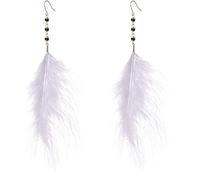 Stud Earrings,Beaded Feather Earrings Tassel Long Retro Ethnic Earrings Pendant for Ladies As a Gift/Grey