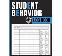 Student Behavior Log Book: Classroom Tracker for Recording Incidents, Location, Actions, Consequences, Parent Contact, and Observation Notes