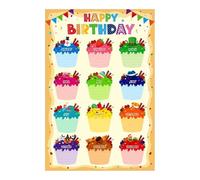 Student Birthday Chart Poster, Cupcake Themed Classroom Birthday Calendar for Bulletin Board Decor, Back to School Teacher Resources(Unframed,16x24inch(40x60cm))