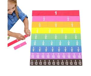 Students Math Fraction Tiles | Children Math Learning Fraction Strips | Classroom Boys Girls Fine Motor Skills Improver Education Aid for Elementary School