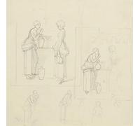 Studienblatt; Zwei Frauen mit Krügen an einem Brunnen Poster Impression par Gustav Heinrich Naecke (61 x 91,4 cm)