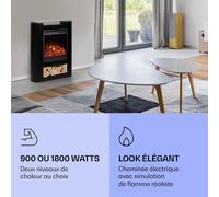 Studio 5 Arc Cheminée électrique 1800 W LED Flammes Chauffantes Télécommande