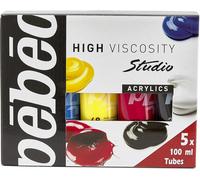 Studio Acrylics Pack Primaires 5 Tubes 100 Ml-Kit Tubes De Peinture Acrylique Et Pinceau-Assortiment Acrylique-5 Tubes Couleurs Primaires De 100 Ml