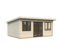 Studio de jardin en bois Lisandra - PALMAKO - Ep.44 mm - 550x400 cm - 19,4 m² - Double vitrage trempé