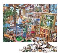 Studio de L'Artiste Puzzles en Bois pour Adultes 300 Pièces Décoration Intérieure Jeu De Défi Familial Jeux Éducatifs Cadeaux De Pâques Relaxation Et Sagesse 300pcs (40x28cm)