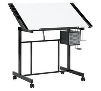 Studio Designs Table de Travail de Luxe réglable avec tiroirs 91,4 x 61 cm Noir/Blanc